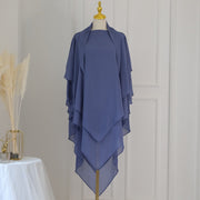 Pure Colored Front Two Layers Back Three Layers Headscarf