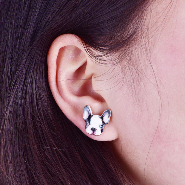 Drip print dog earrings