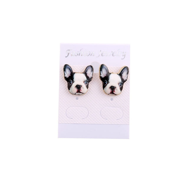 Drip print dog earrings