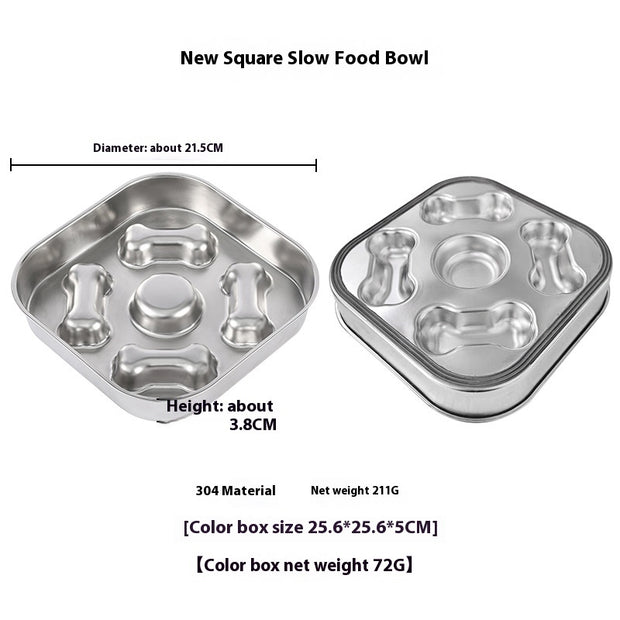 Non-slip Anti-choke 304 Stainless Steel Pet Slow Feeding Bowl