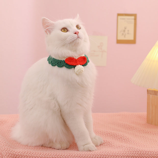 Braided Collar For Pet Cat Cozy Slobber Scarf