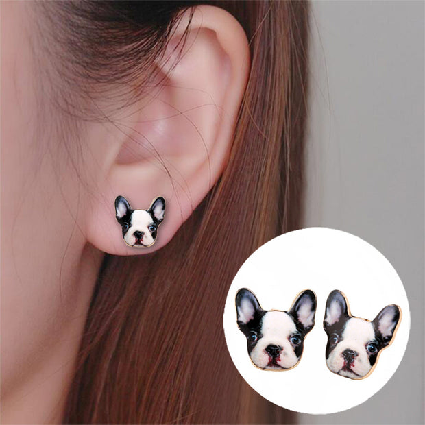 Drip print dog earrings