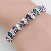Exquisite Rainbow Mystic & White Chain Bracelet