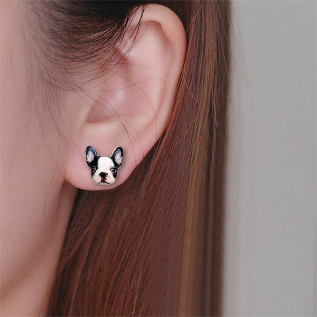 Drip print dog earrings