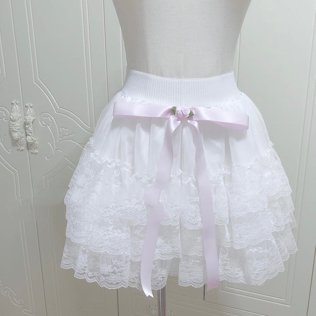 Layers Of Lace Gauze Cake Skirt