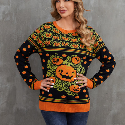 Sweater Women's Halloween Cozy Cartoon Jacquard Sweater